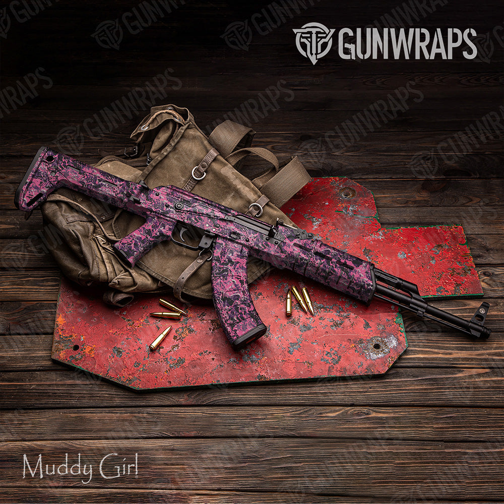 AK 47 Muddy Girl Flat Camo Gun Skin Vinyl Wrap