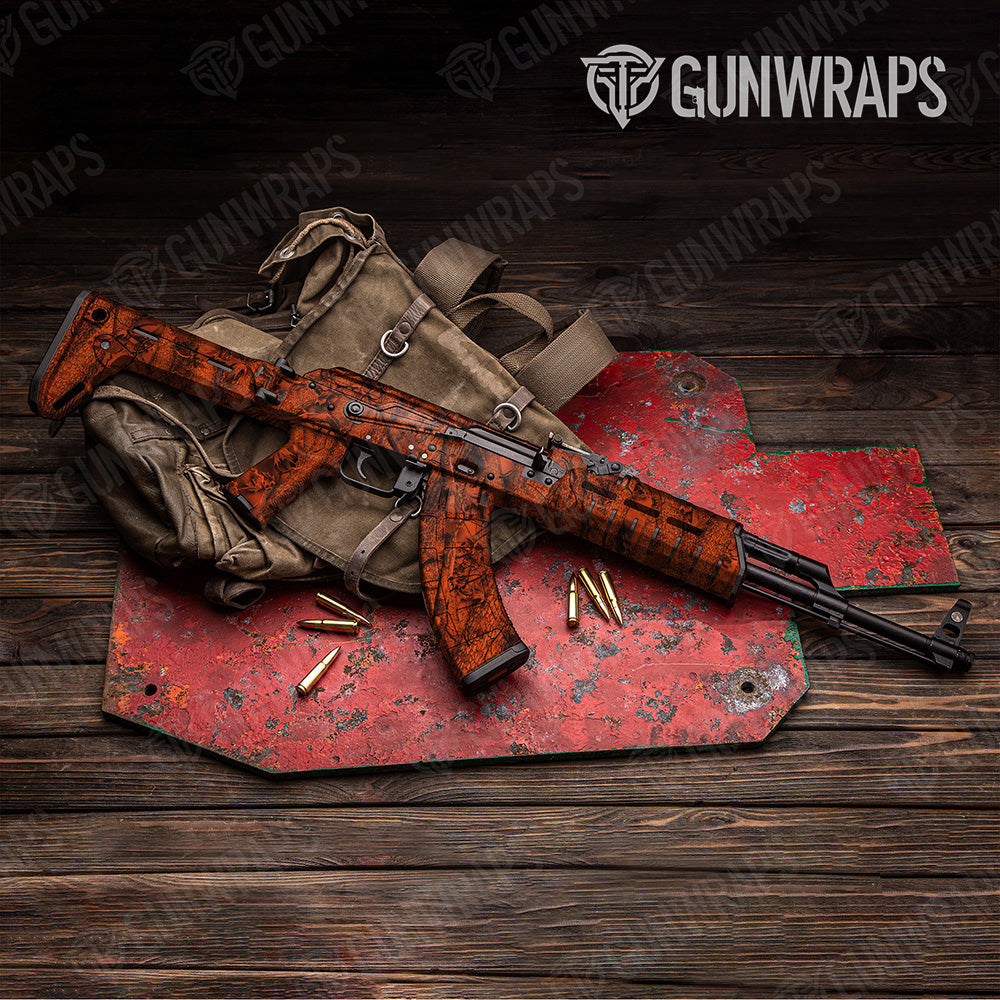 AK 47 Nature Orange Forest Camo Gun Skin Vinyl Wrap