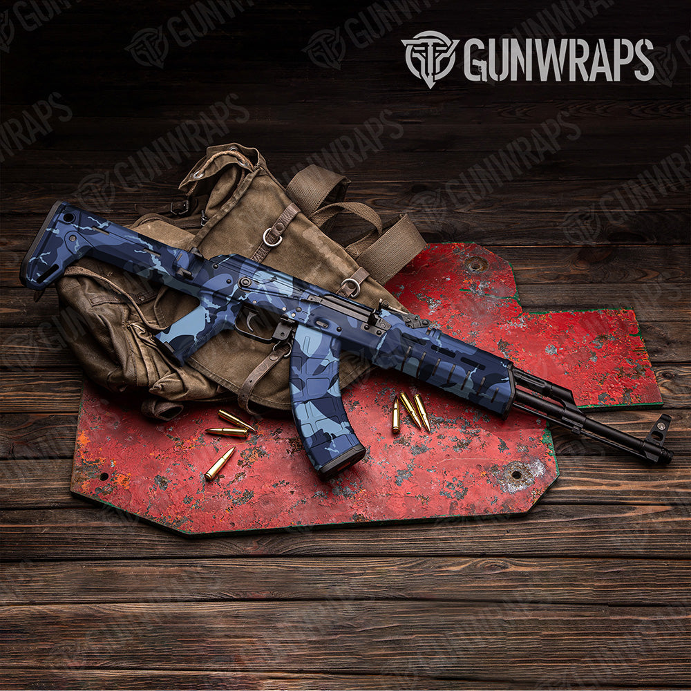 AK-47 Ragged XL Blue Urban Night Camo Gun Skin Vinyl Wrap