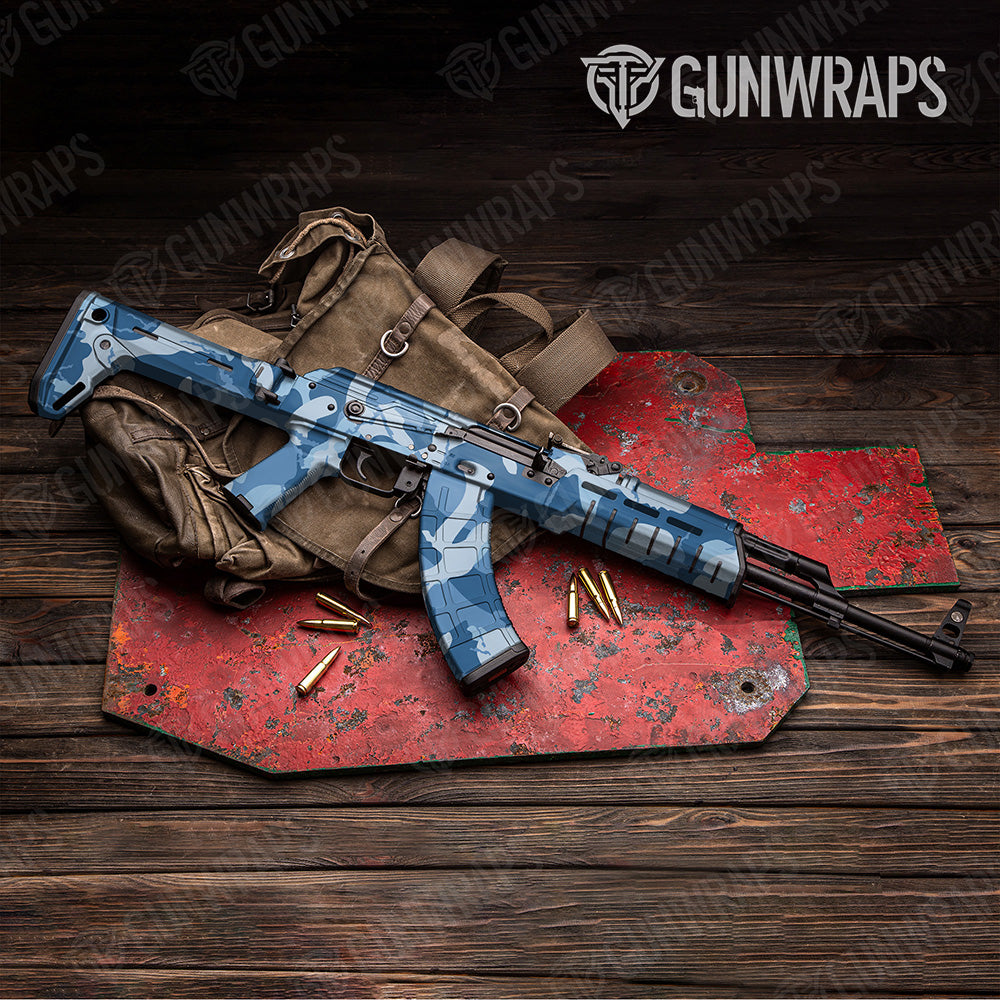 AK-47 Ragged XL Cool Blue Camo Gun Skin Vinyl Wrap