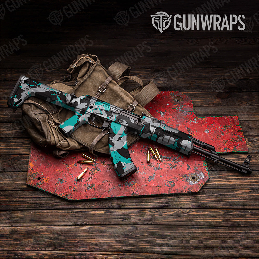AK-47 Ragged XL Tiffany Blue Tiger Camo Gun Skin Vinyl Wrap