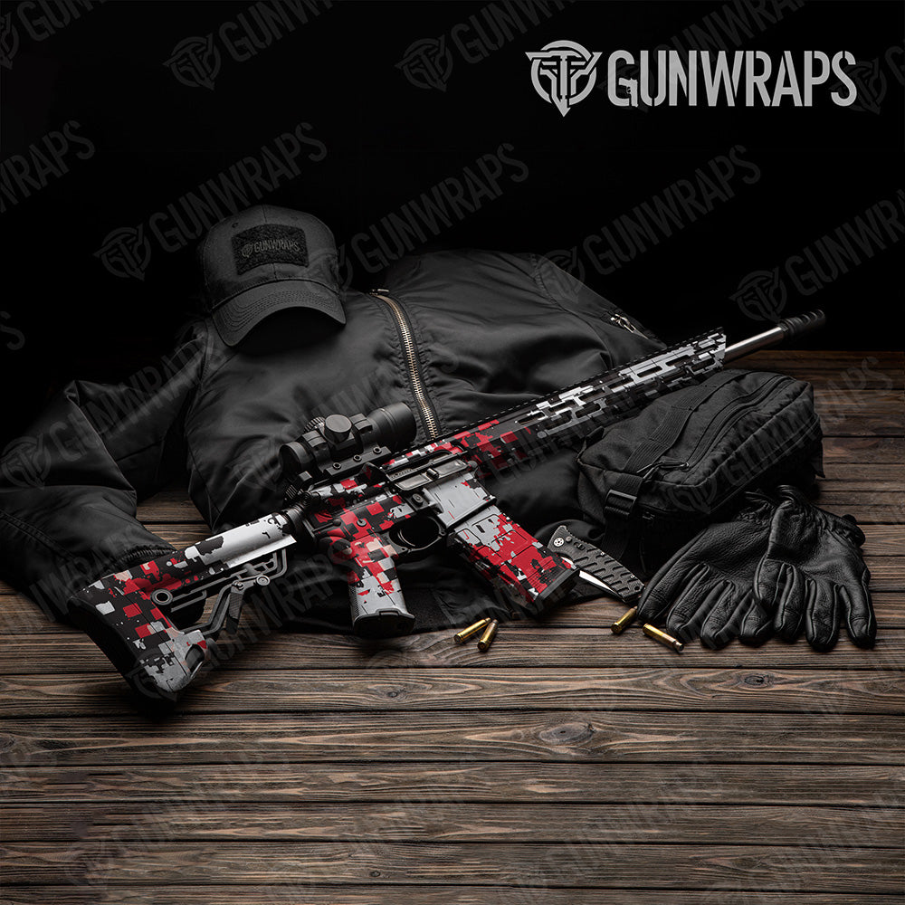 AR 15 Broken Plaid Red Tiger Camo Gun Skin Vinyl Wrap