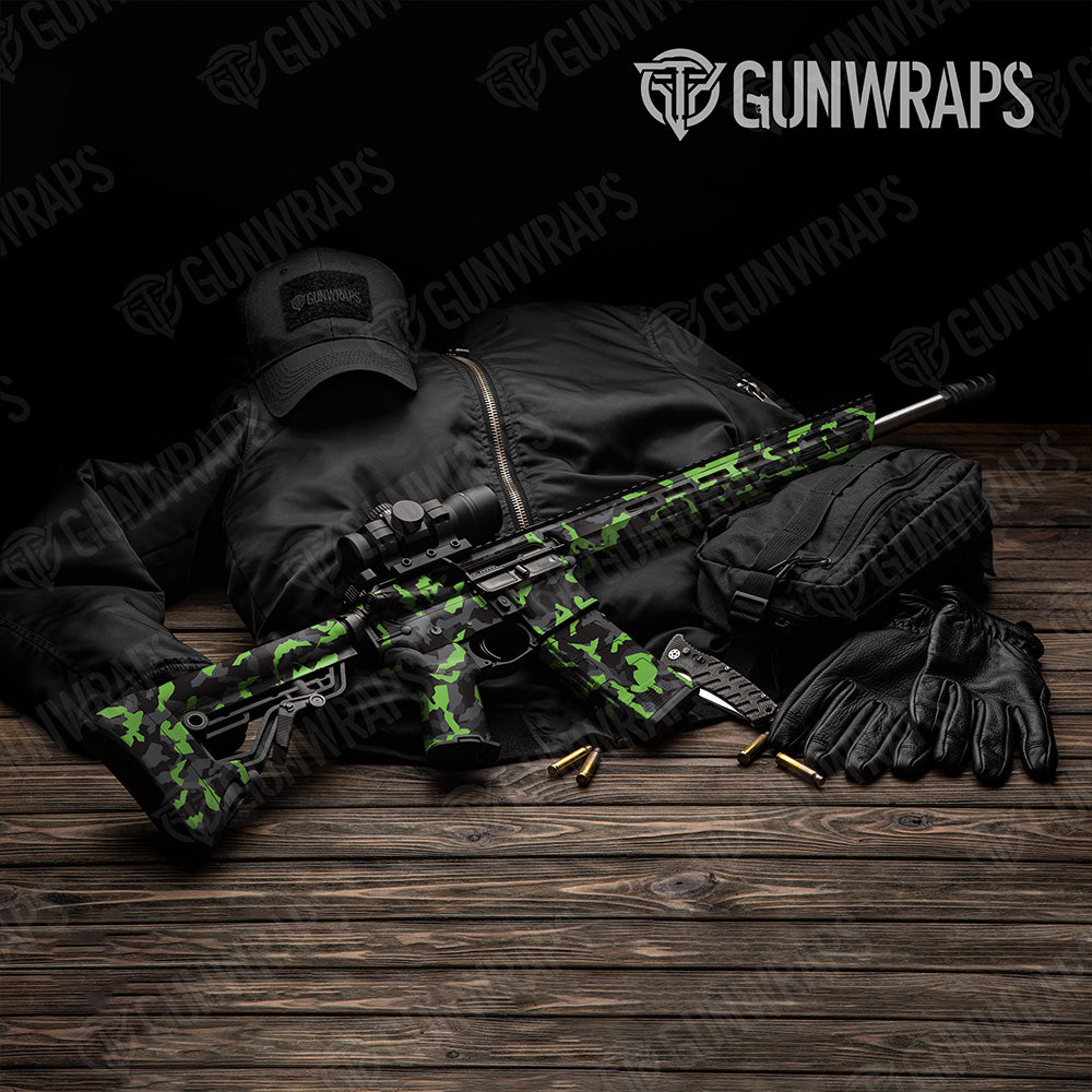 AR 15 Erratic Metro Green Camo Gun Skin Vinyl Wrap