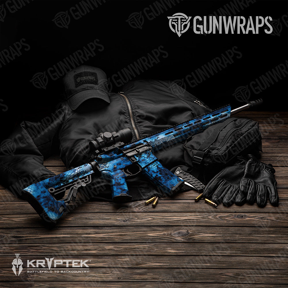 AR 15 Kryptek Blue Lightning Camo Gun Skin Vinyl Wrap