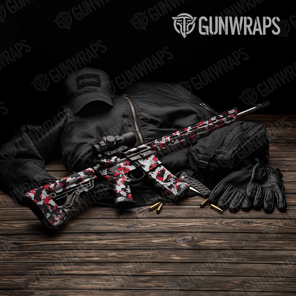 AR 15 Cumulus Red Tiger Camo Gun Skin Vinyl Wrap