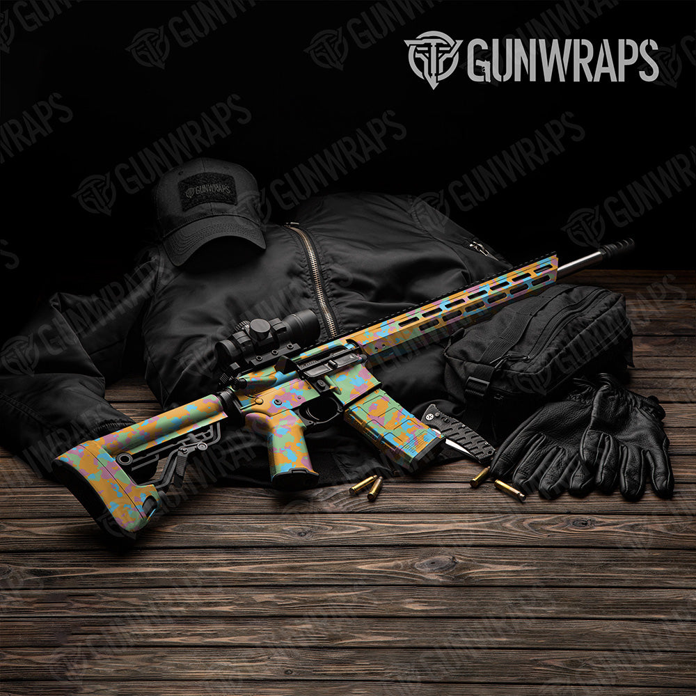 AR 15 Cumulus Sherbert Camo Gun Skin Vinyl Wrap