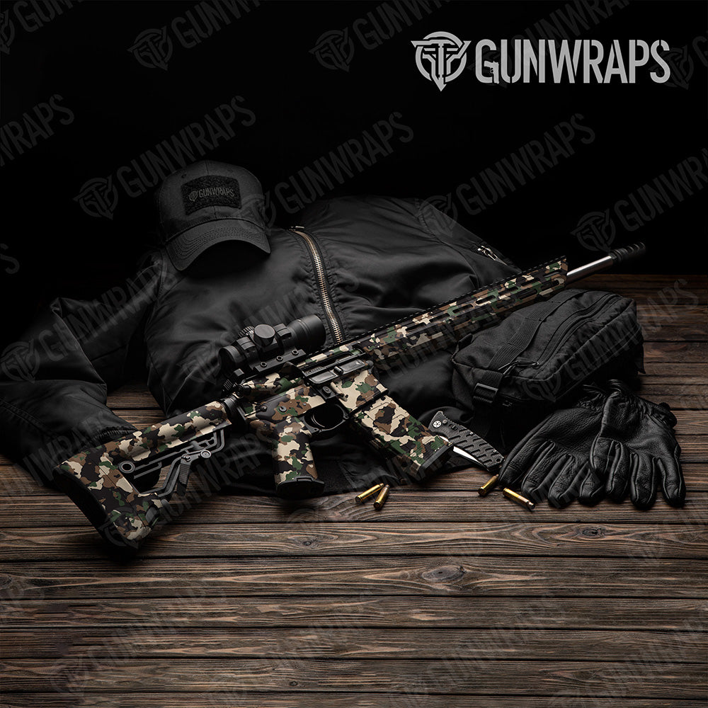 AR 15 Cumulus Woodland Camo Gun Skin Vinyl Wrap