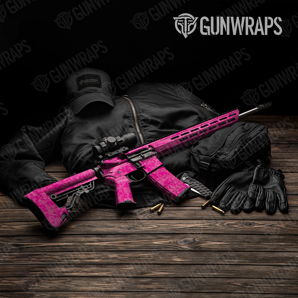 AR-15 Digital Elite Magenta Camo Gun Skin Vinyl Wrap