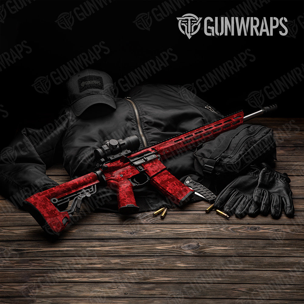 AR-15 Digital Elite Red Camo Gun Skin Vinyl Wrap
