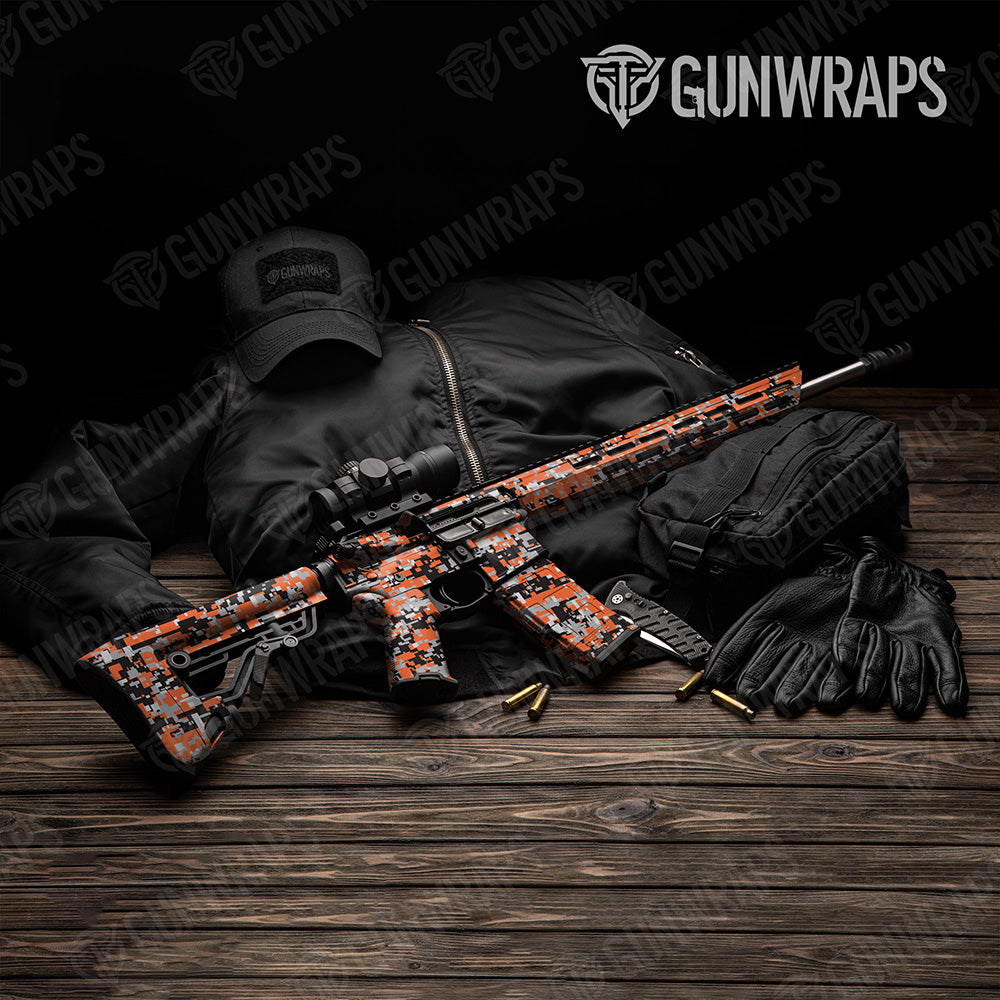 Large Digital Orange Tiger Camo AR-15 Vinyl Wrap