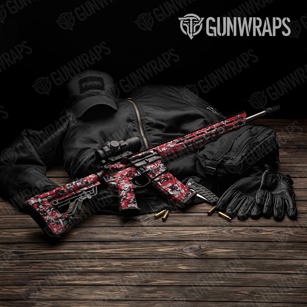Large Digital Red Tiger Camo AR-15 Vinyl Wrap