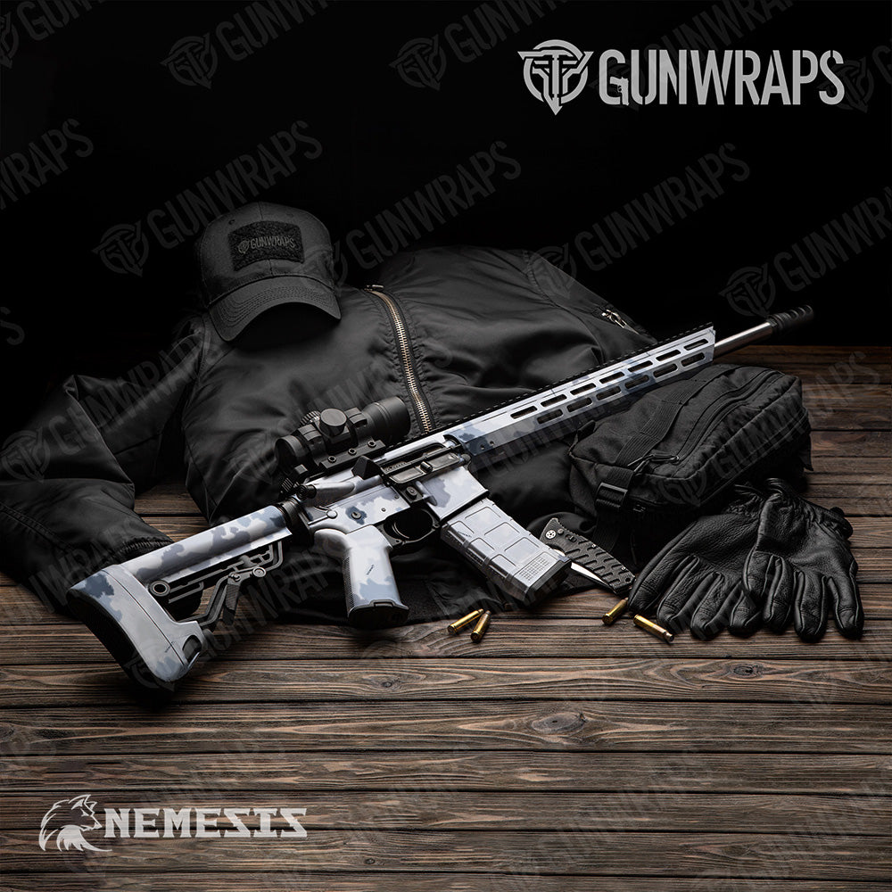 AR 15 Large Nemesis Snow Tundra Camo Wrap