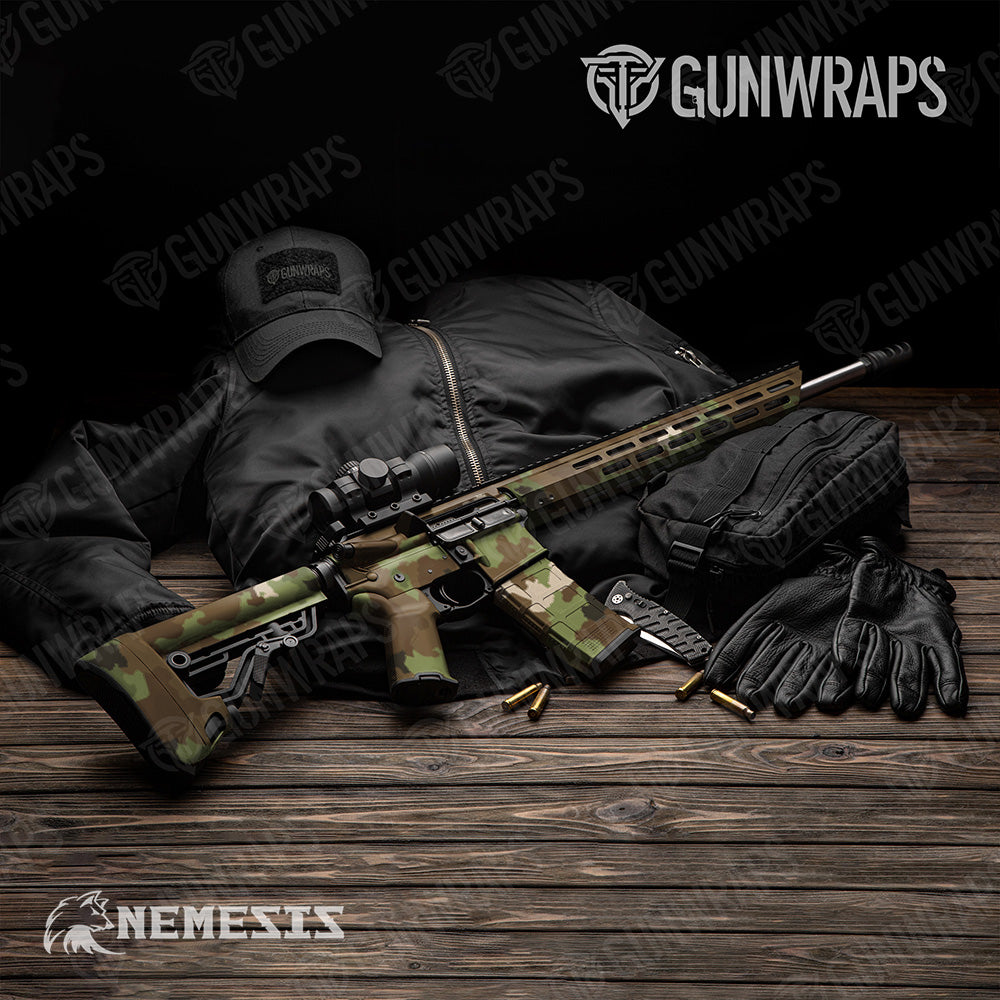 AR 15 Large Nemesis Woodlands Wolf Camo Wrap