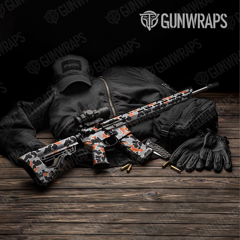 Old School Duck Orange Tiger AR-15 Gun Skin Vinyl Wraps