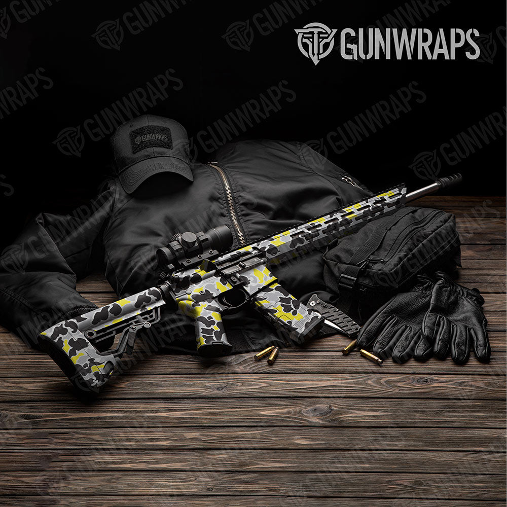 Old School Duck Yellow Tiger AR-15 Gun Skin Vinyl Wraps