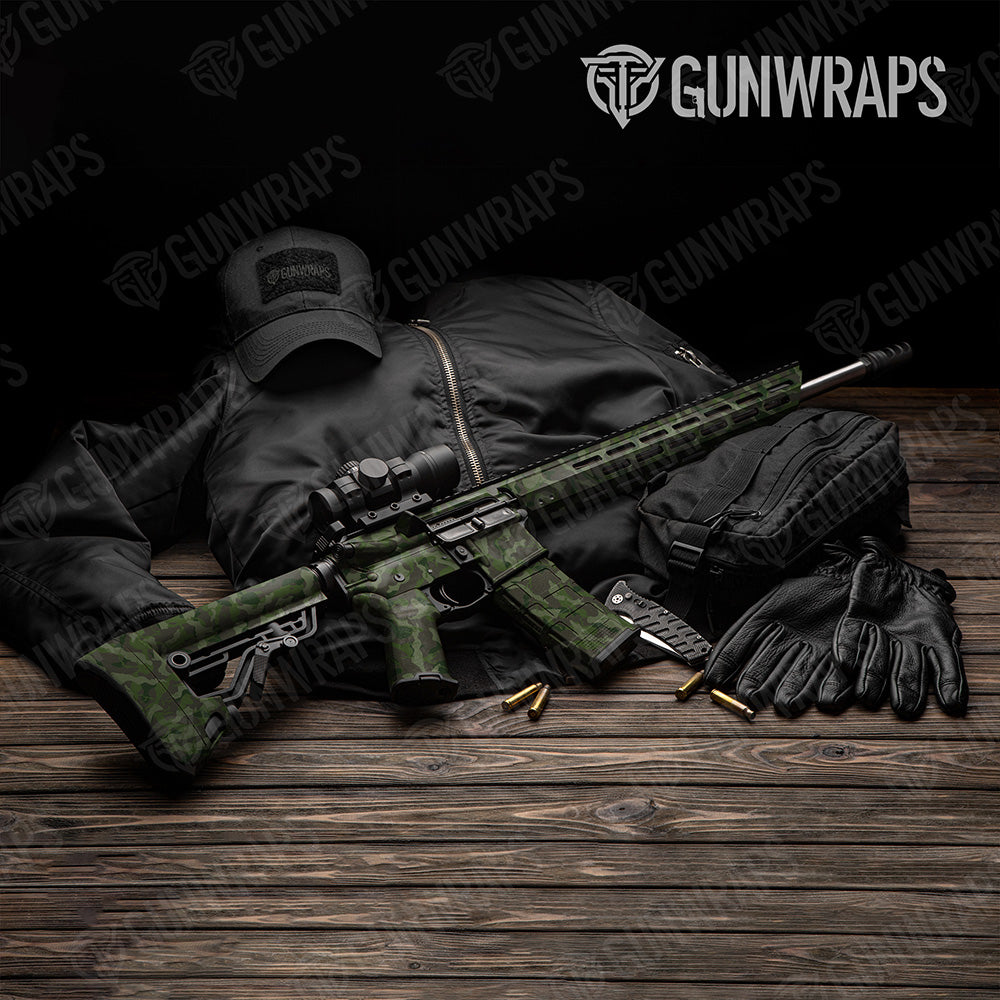 AR-15 Ragged Army Dark Green Camo Gun Skin Vinyl Wrap