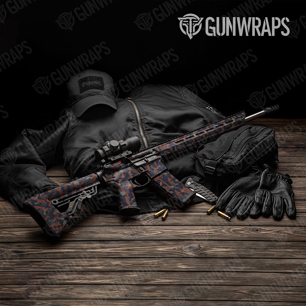 AR-15 Ragged Blue Copper Camo Gun Skin Vinyl Wrap