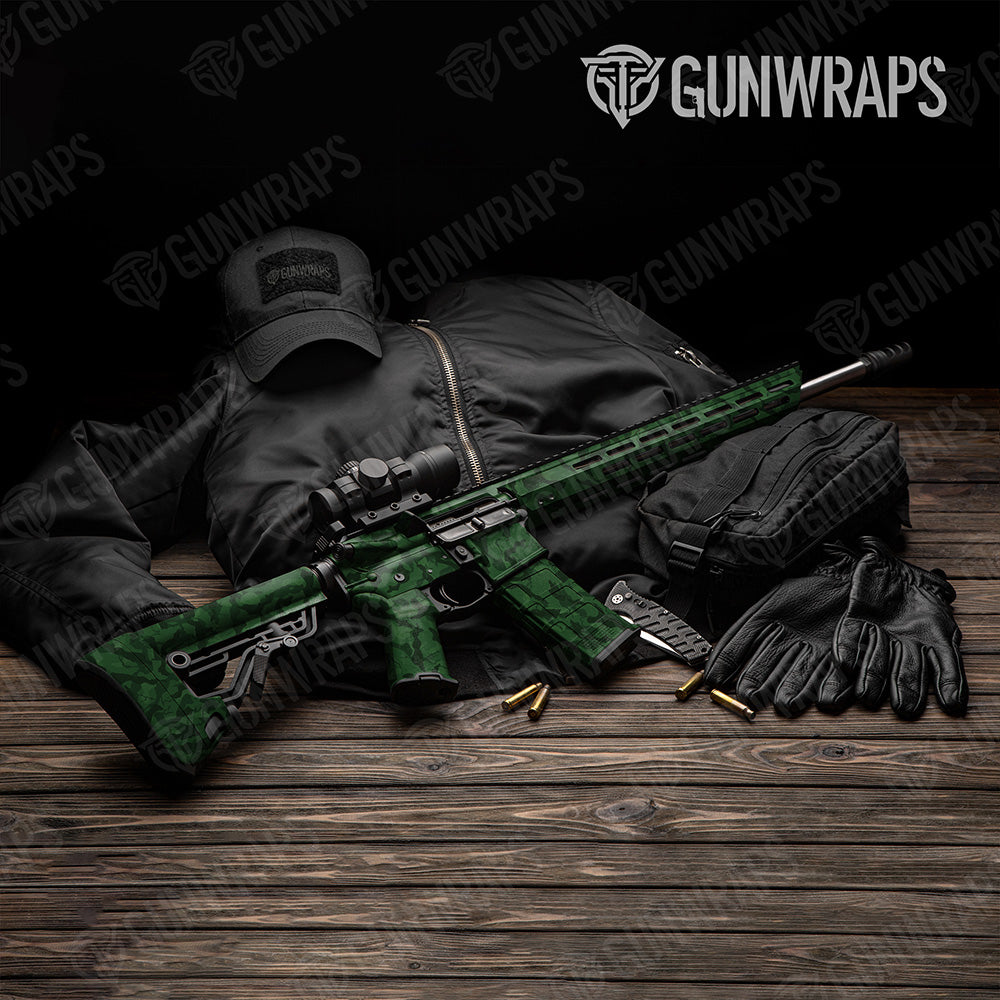 AR-15 Ragged Elite Green Camo Gun Skin Vinyl Wrap