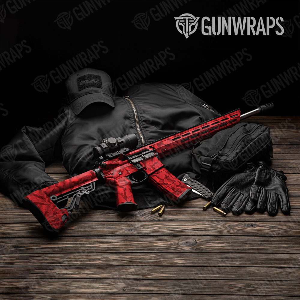 AR-15 Ragged Elite Red Camo Gun Skin Vinyl Wrap
