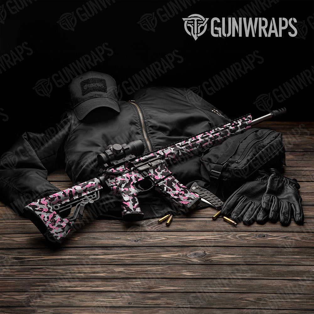 AR-15 Ragged Pink Tiger Camo Gun Skin Vinyl Wrap