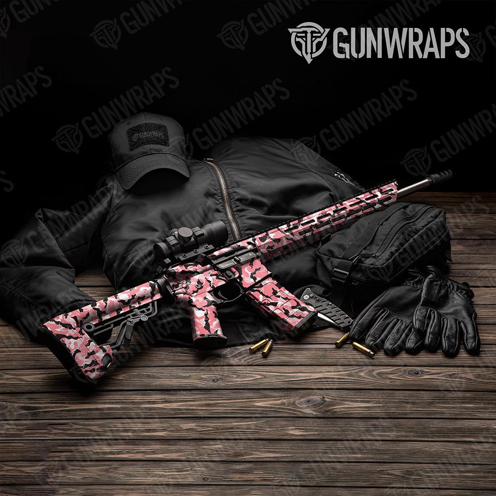 AR-15 Ragged Pink Camo Gun Skin Vinyl Wrap