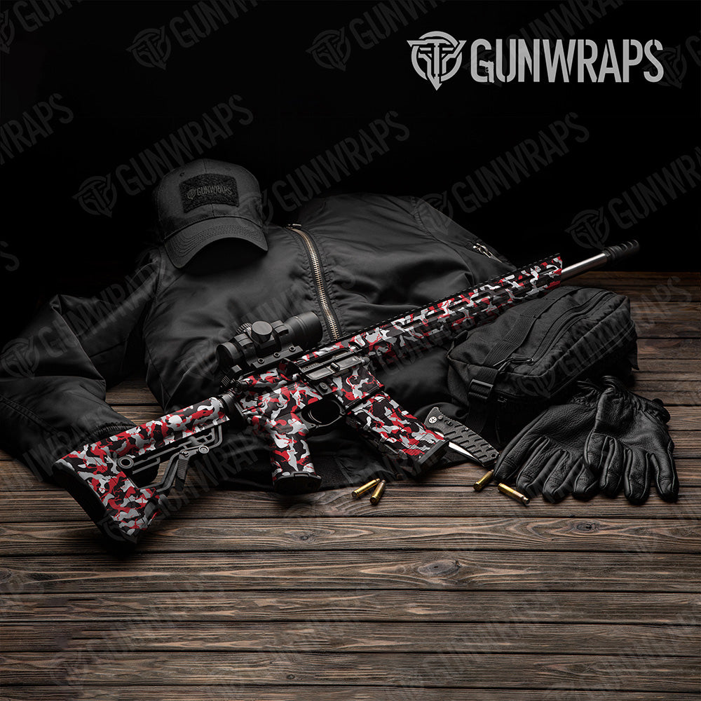 AR-15 Ragged Red Tiger Camo Gun Skin Vinyl Wrap