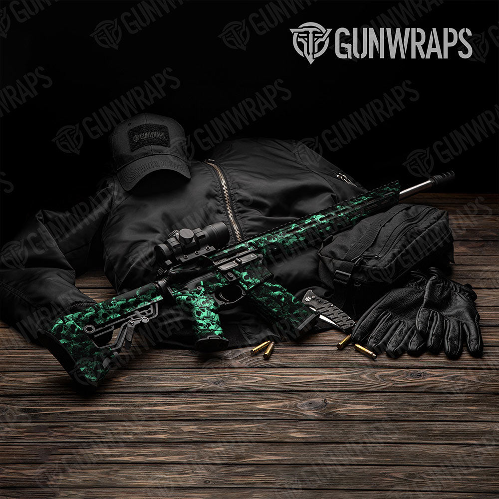 Skull Aquamarine AR-15 Gun Skin Vinyl Wraps