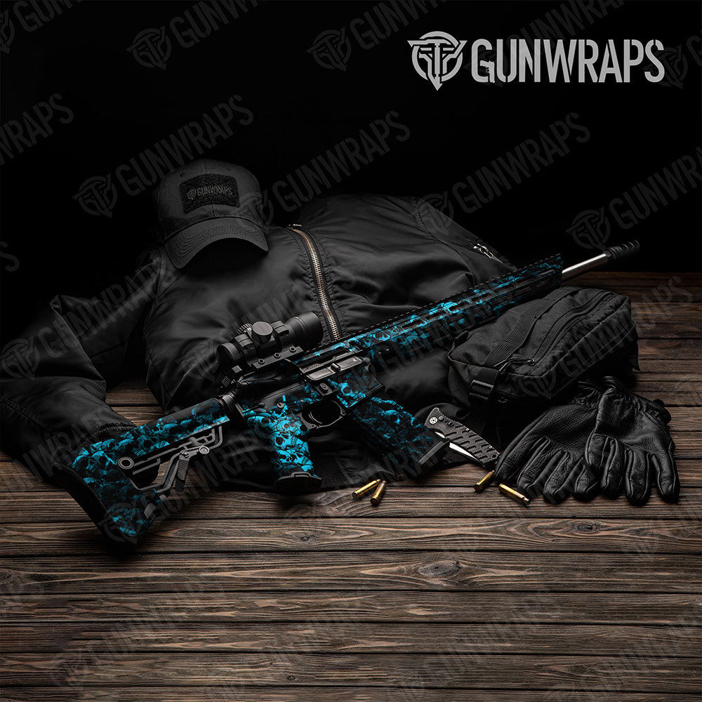 Skull Cyan AR-15 Gun Skin Vinyl Wraps