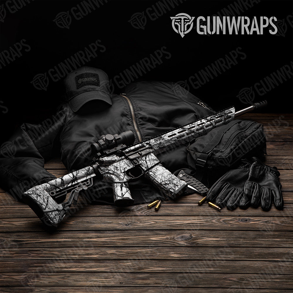 AR 15 Substrate Snow Stalker Camo Gun Skin Vinyl Wrap