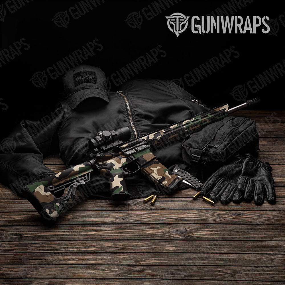 AR 15 Classic XL Woodland Camo Gun Skin Vinyl Wrap