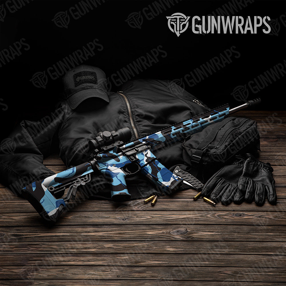 AR-15 Ragged XL Baby Blue Camo Gun Skin Vinyl Wrap