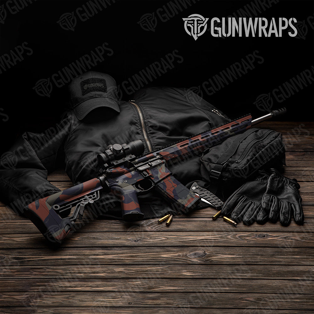 AR-15 Ragged XL Blue Copper Camo Gun Skin Vinyl Wrap