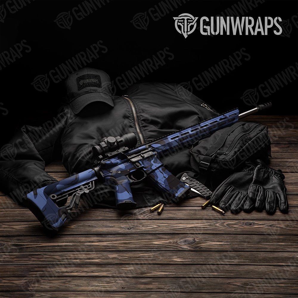AR-15 Ragged XL Blue Midnight Camo Gun Skin Vinyl Wrap