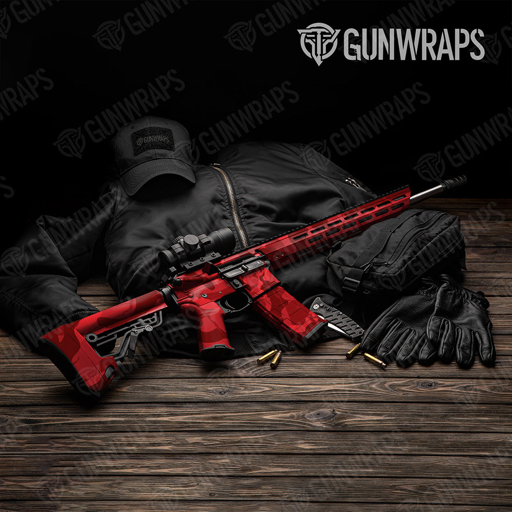 AR-15 Ragged XL Elite Red Camo Gun Skin Vinyl Wrap