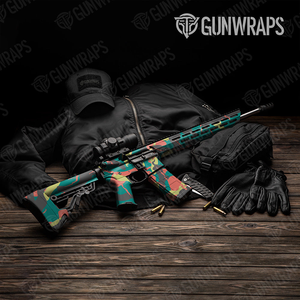 AR-15 Ragged XL Fiesta Camo Gun Skin Vinyl Wrap