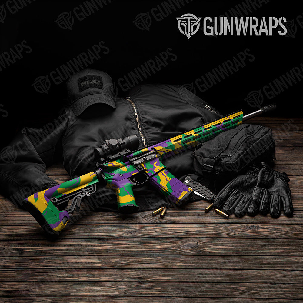 AR-15 Ragged XL Mardi Gras Camo Gun Skin Vinyl Wrap