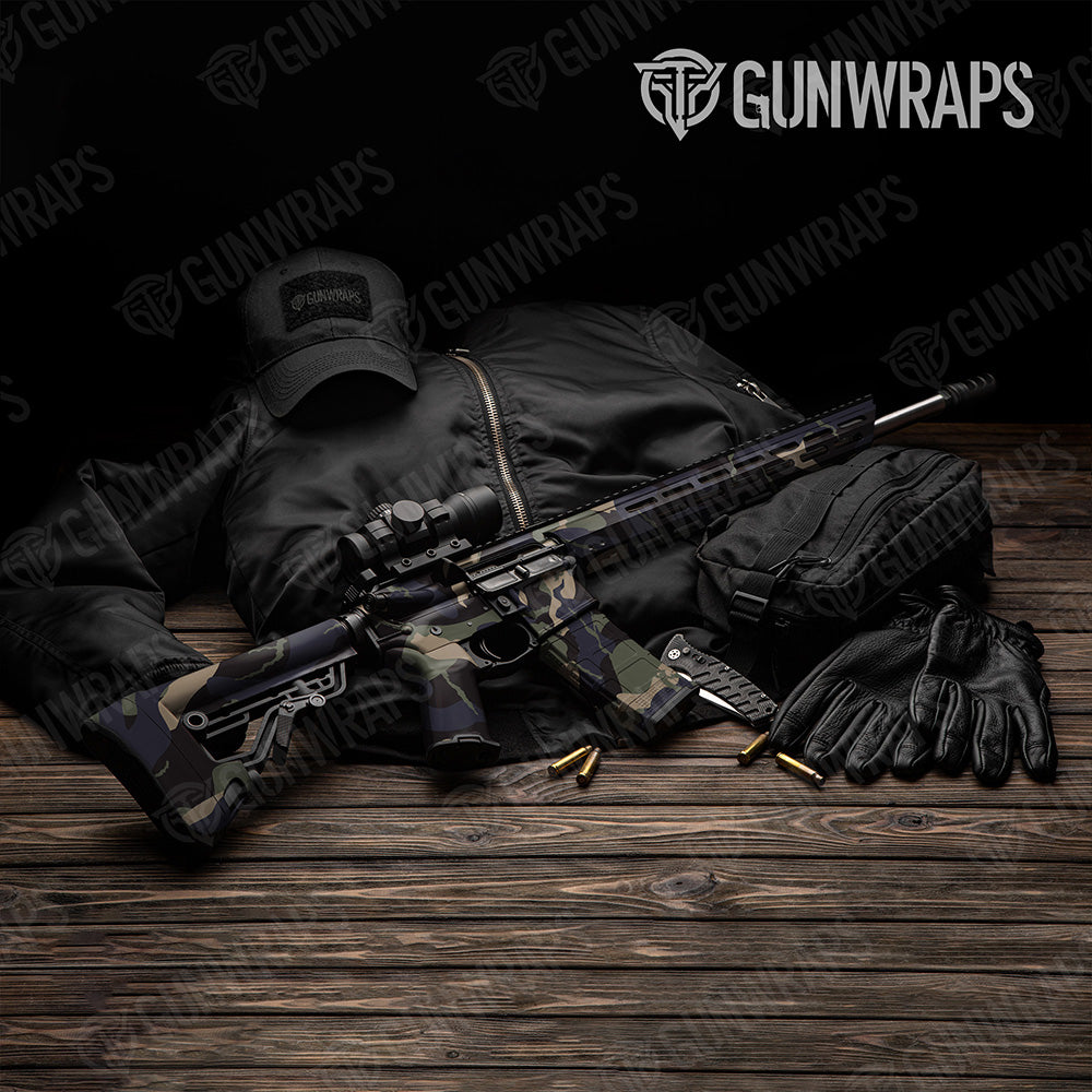 AR-15 Ragged XL Militant Blue Camo Gun Skin Vinyl Wrap