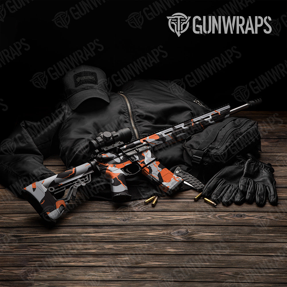AR-15 Ragged XL Orange Tiger Camo Gun Skin Vinyl Wrap