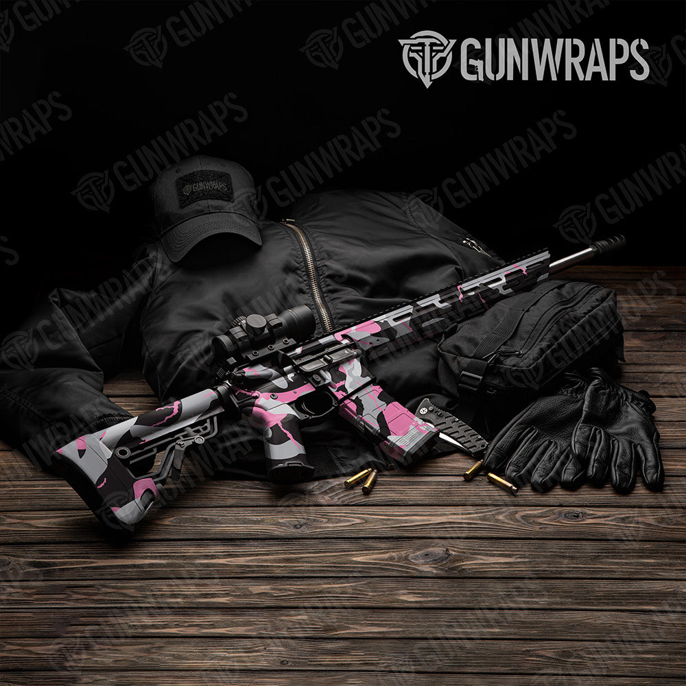 AR-15 Ragged XL Pink Camo Gun Skin Vinyl Wrap