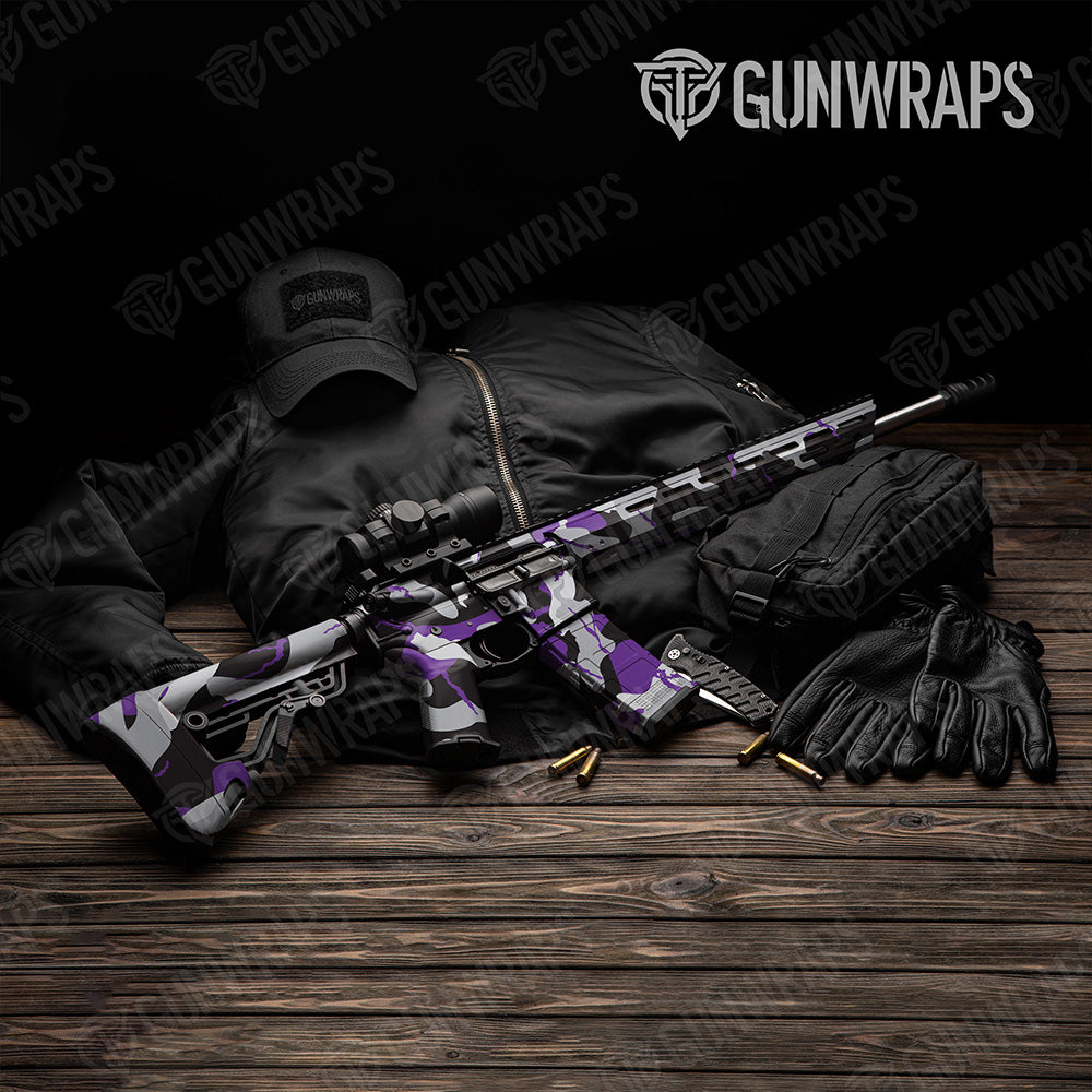 AR-15 Ragged XL Purple Tiger Camo Gun Skin Vinyl Wrap