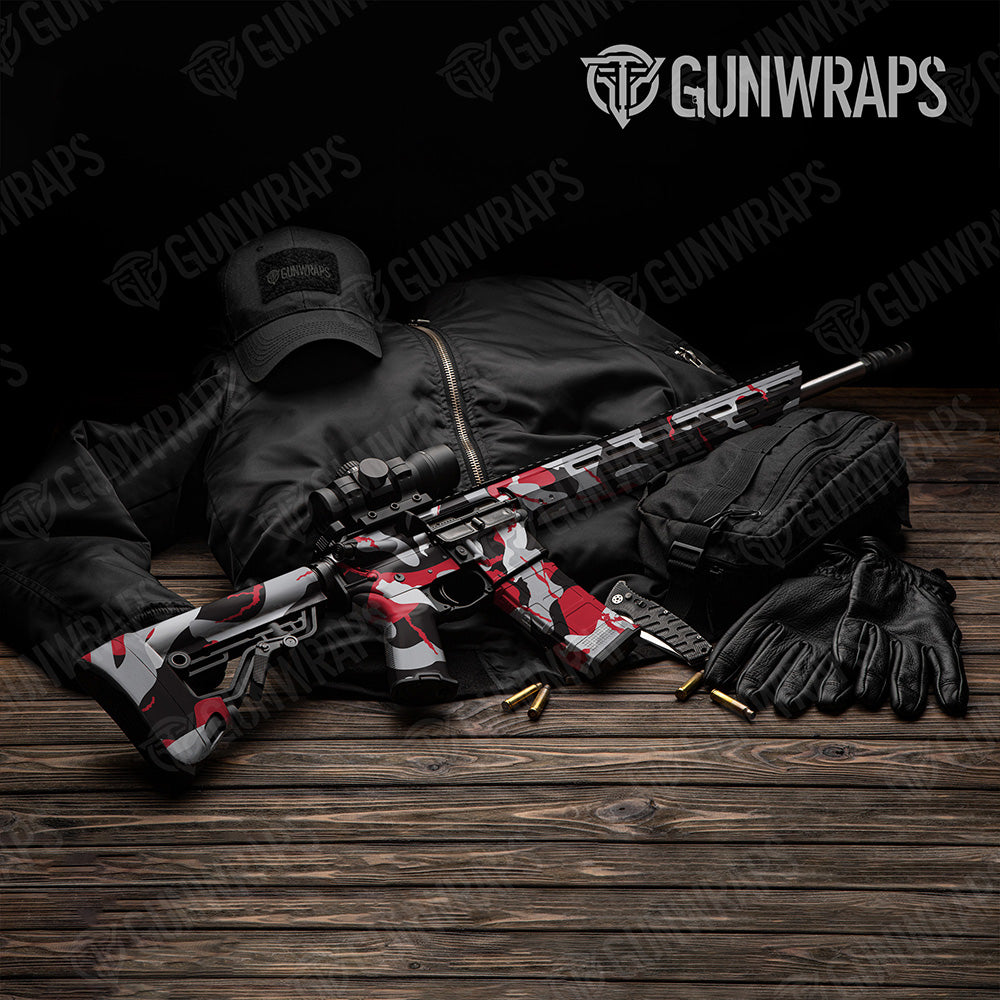 AR-15 Ragged XL Red Tiger Camo Gun Skin Vinyl Wrap