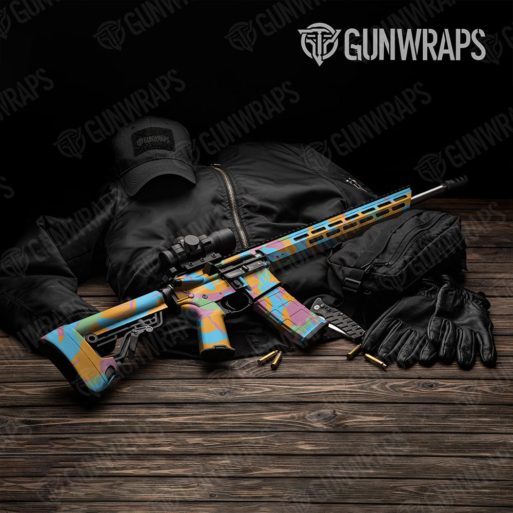 AR-15 Ragged XL Sherbert Camo Gun Skin Vinyl Wrap
