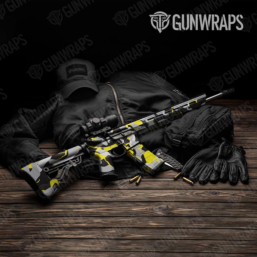 AR-15 Ragged XL Yellow Tiger Camo Gun Skin Vinyl Wrap