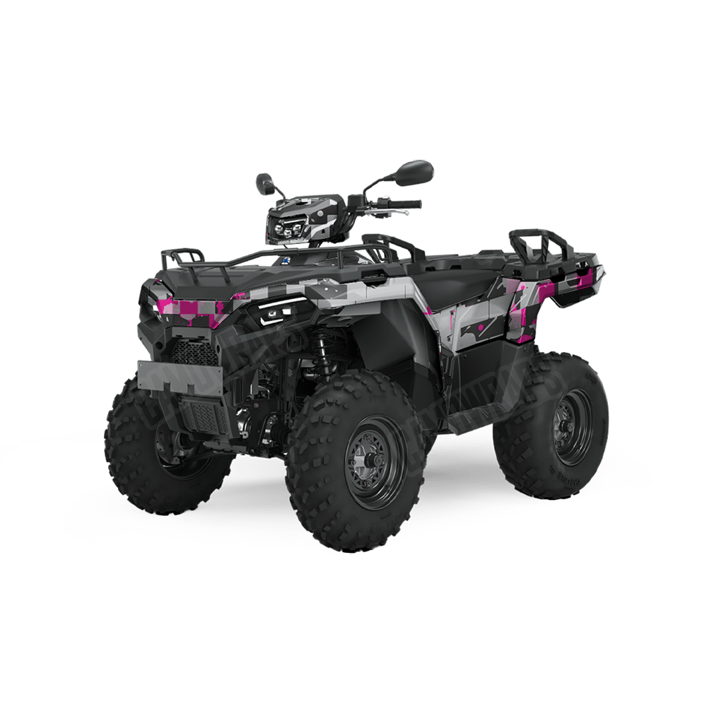Broken Plaid Magenta Tiger Camo ATV Vinyl Wrap