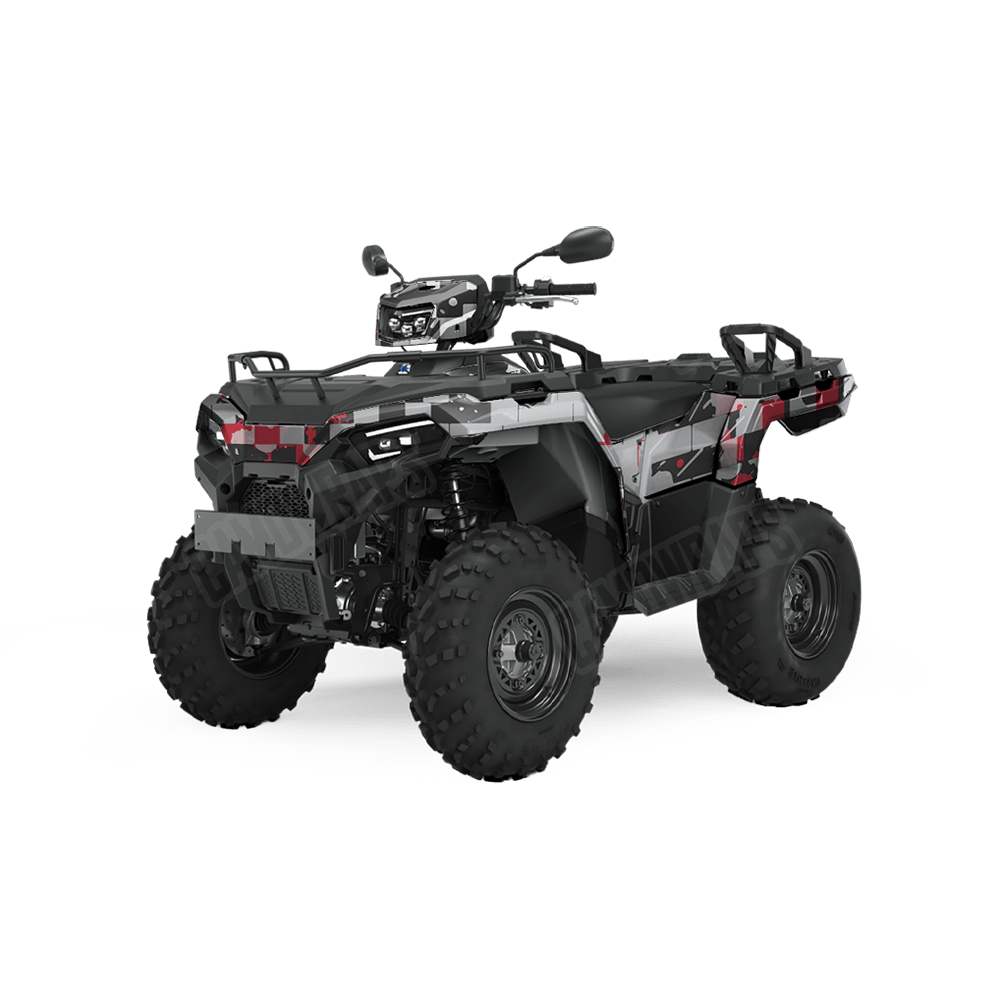 Broken Plaid Red Tiger Camo ATV Vinyl Wrap