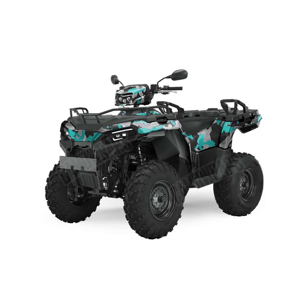 Erratic Tiffany Blue Tiger Camo ATV Vinyl Wrap