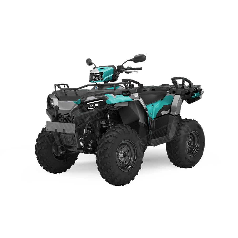 Jumbo Cumulus Tiffany Blue Tiger Camo ATV Vinyl Wrap