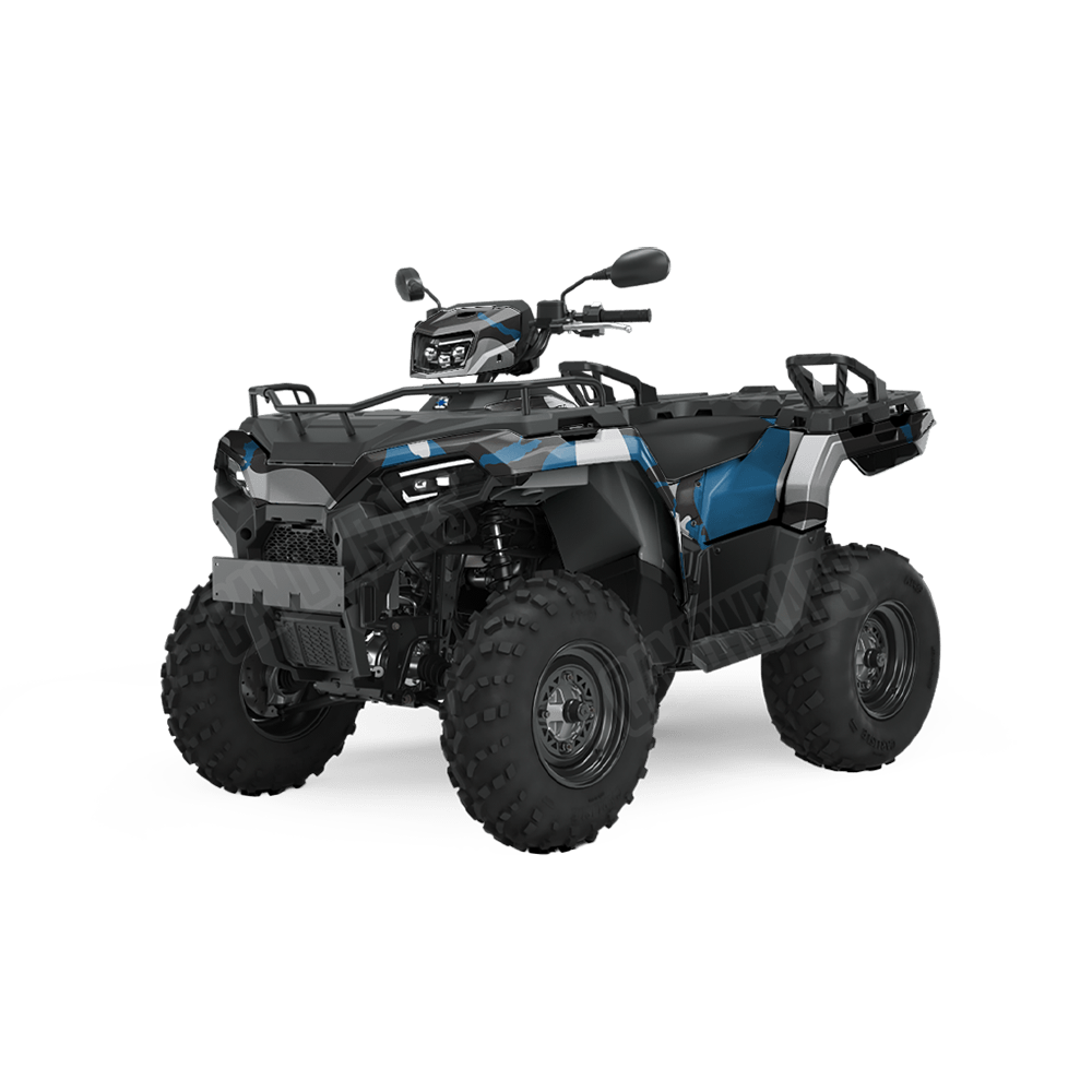 Jumbo Ragged Blue Tiger Camo ATV Vinyl Wrap
