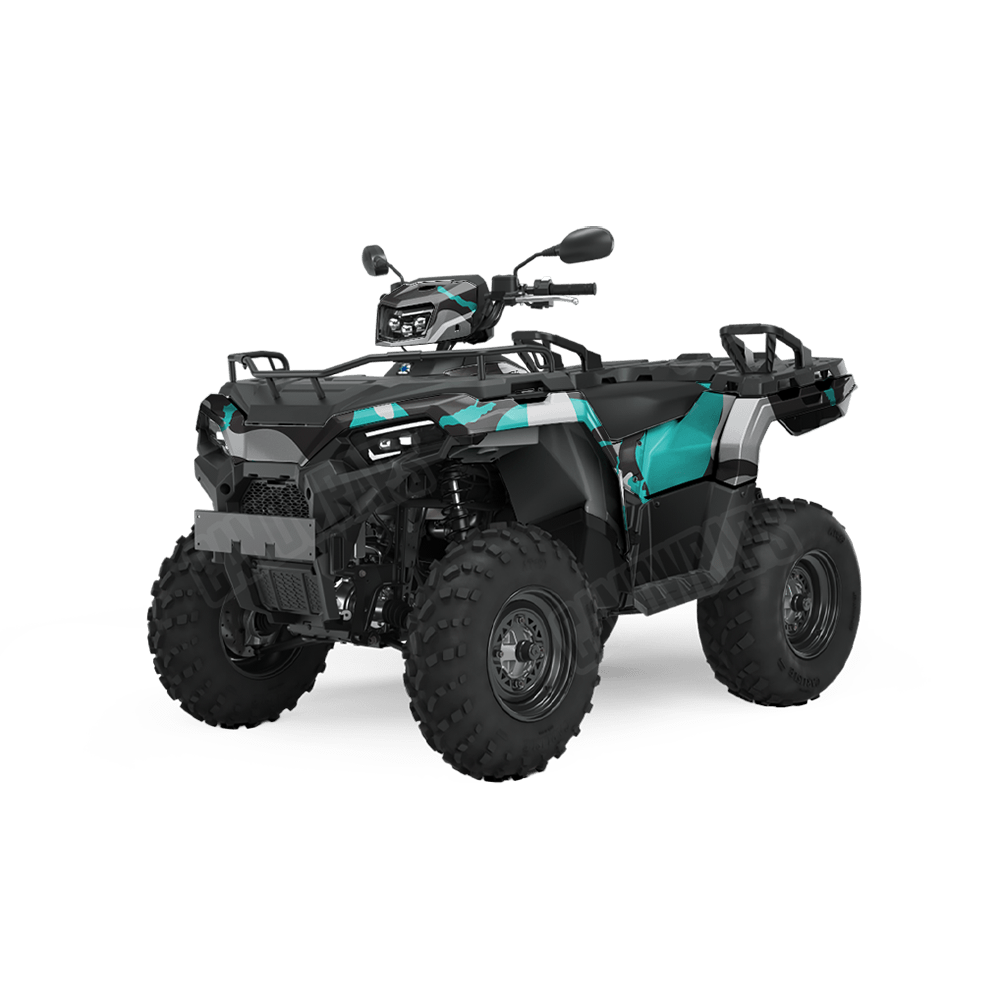 Jumbo Ragged Tiffany Blue Tiger Camo ATV Vinyl Wrap