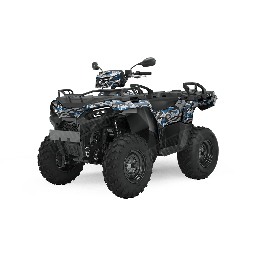 Large Classic Blue Tiger Camo ATV Vinyl Wrap